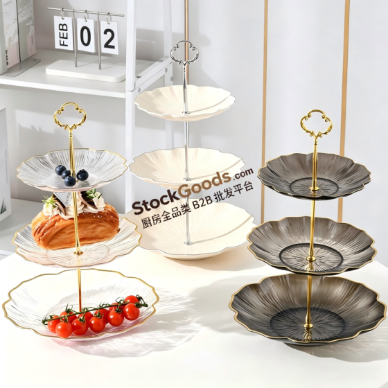 3‑Tier Petal Dessert Stand, 3 Colors Available